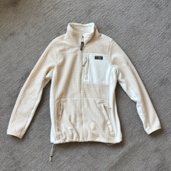 L.L. Bean Ladies M Fleece Full Zip Jacket Mountain Classic Windproof Cream White - Picture 1 of 2